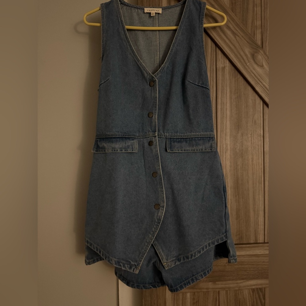 Promesa Light Blue Denim Romper Vest